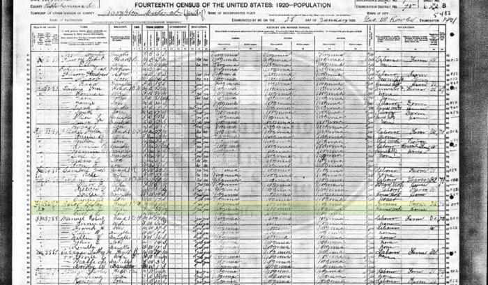 1920 Census Page-Households Cornelia Terrell-Charles Fletcher