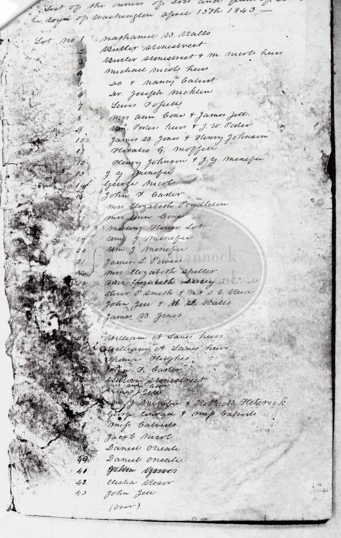 List of owners of lots 1843 page 1