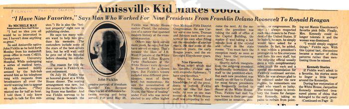 John Ficklin Worked for Nine Presidents