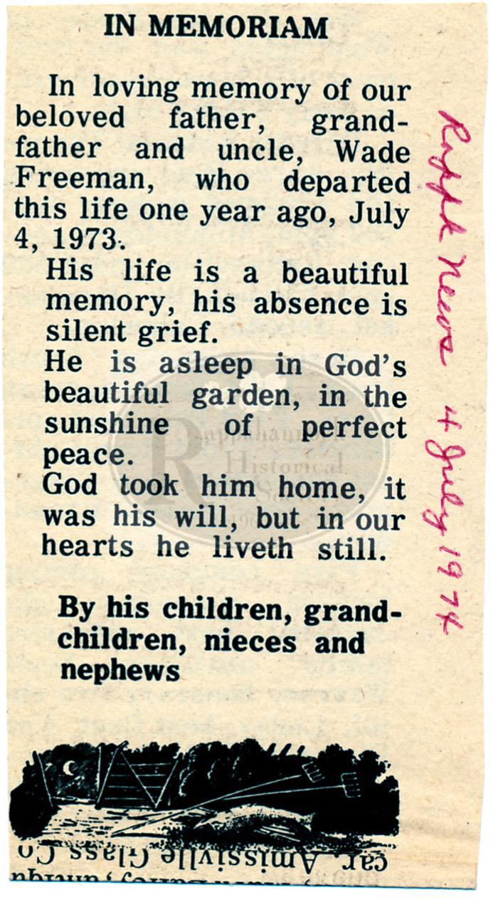 Wade Freeman Memoriam
