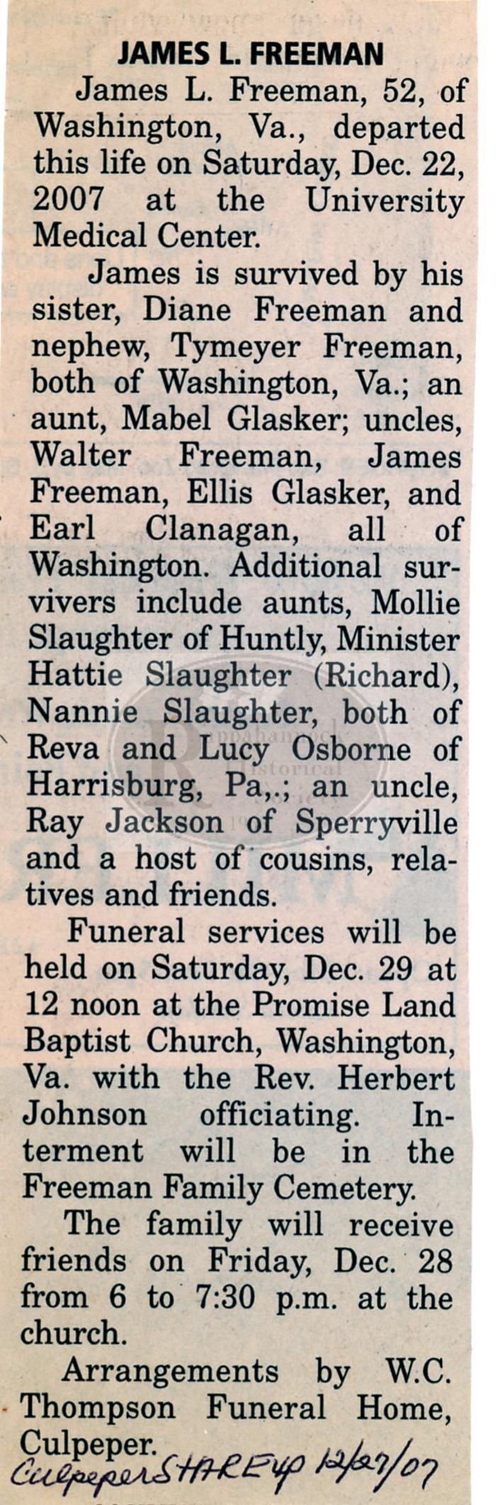 James L. Freeman Obituary