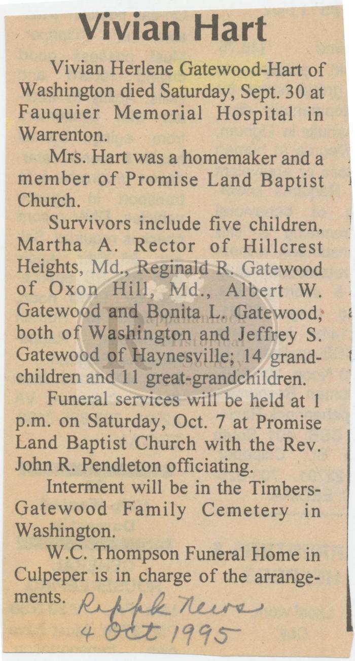 Vivian Gatewood Obituary