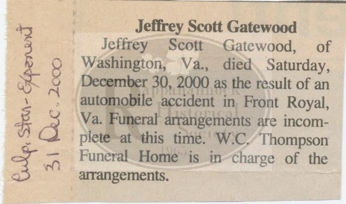 Death Notice and Obituary for Jeffrey Scott Gatewood