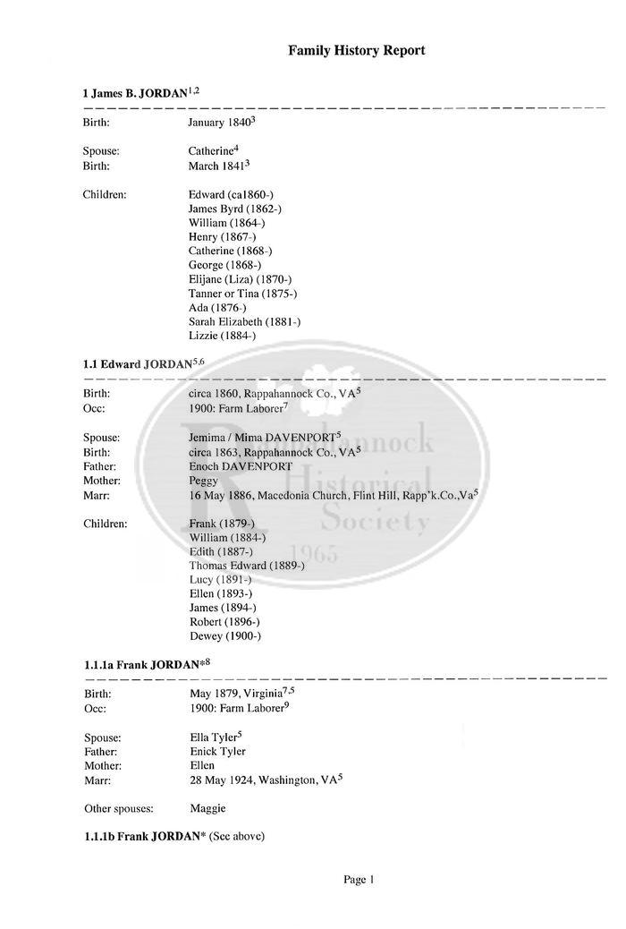 James B. Jordan Genealogy