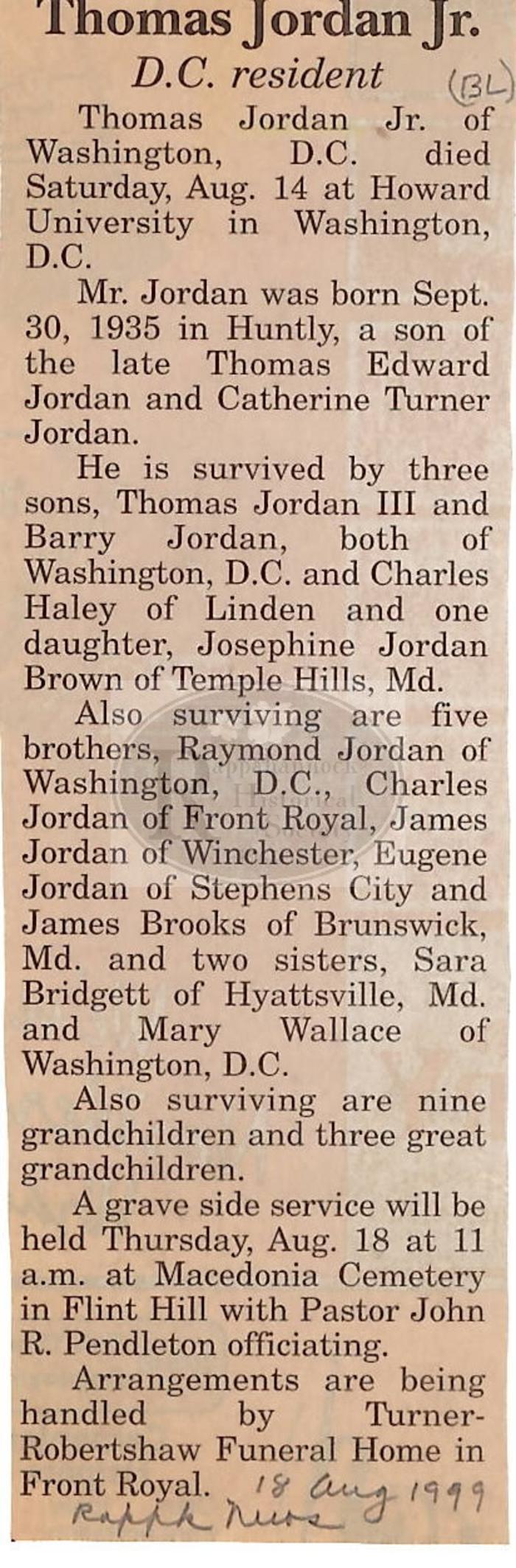 Thomas Edward Jordan Jr. Obituary