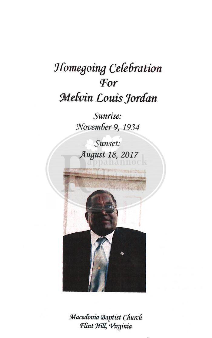 Funeral Program for Melvin Louis Jordan