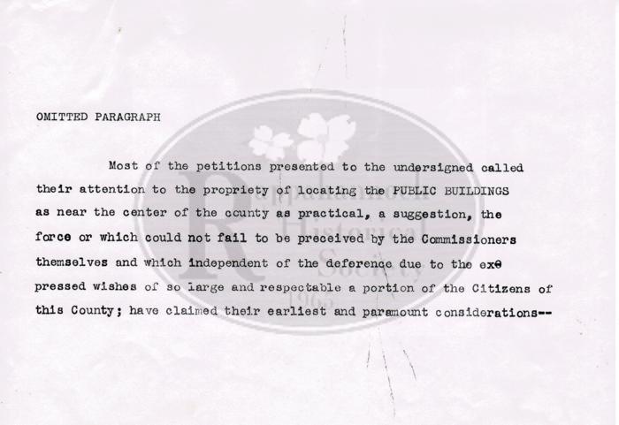 Omitted Paragraph From the Reply to the Petition to Situate the County Seat in Woodville
