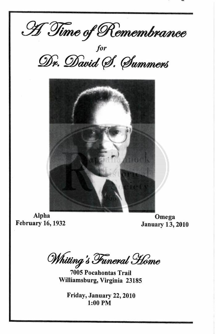 David S. Summers Funeral Program