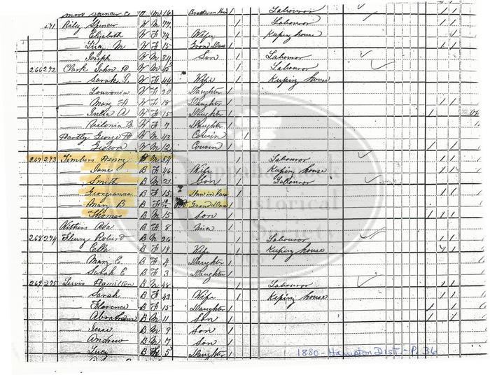 1880 Hampton Census-Spencer Riley thru Hamilton Lewis