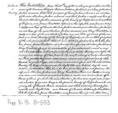 Sale of Abraham Jenkins Estate to Willis Bradley