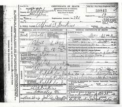 Death Record of Alfred Jenkins 1916