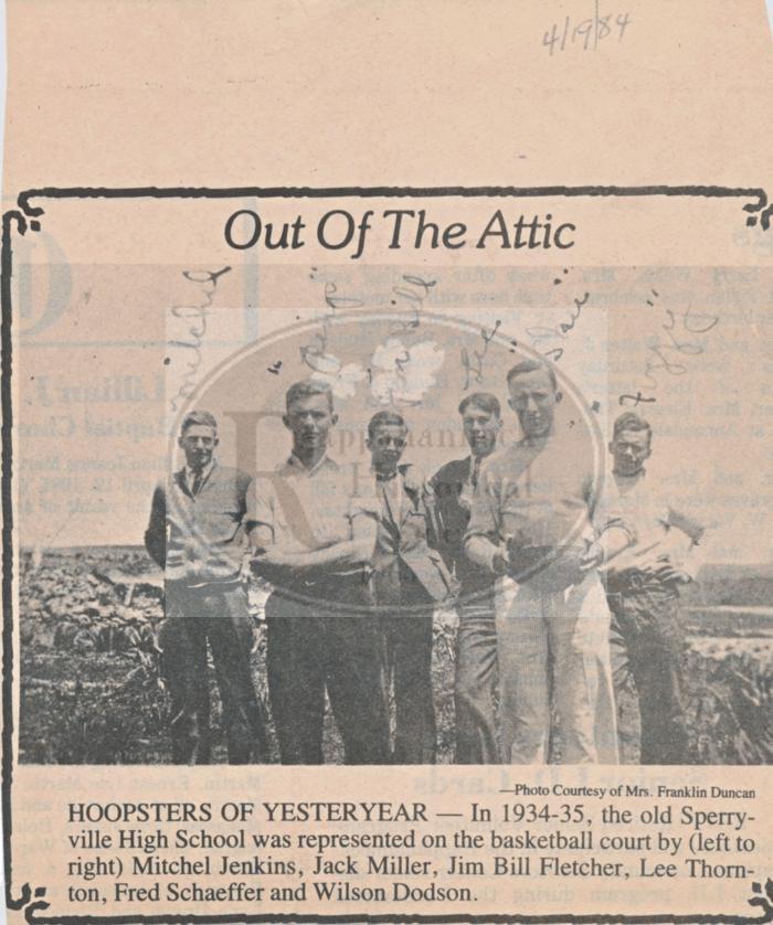 1934-35 Boys Basketball Team at Sperryville High School
