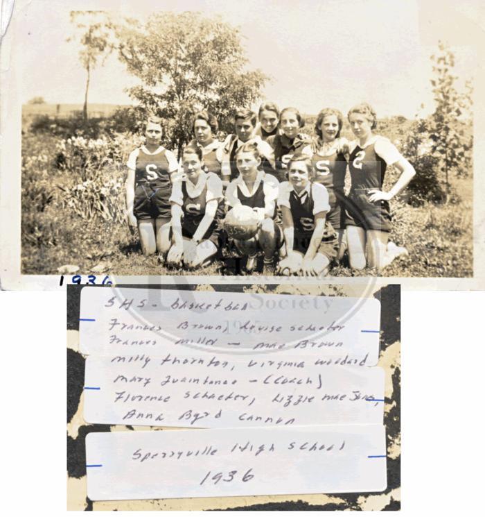 Photo of the Girls Basketball Team at Sperryville High School in 1936