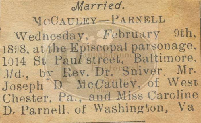 Parnell-McCauley Marriage 