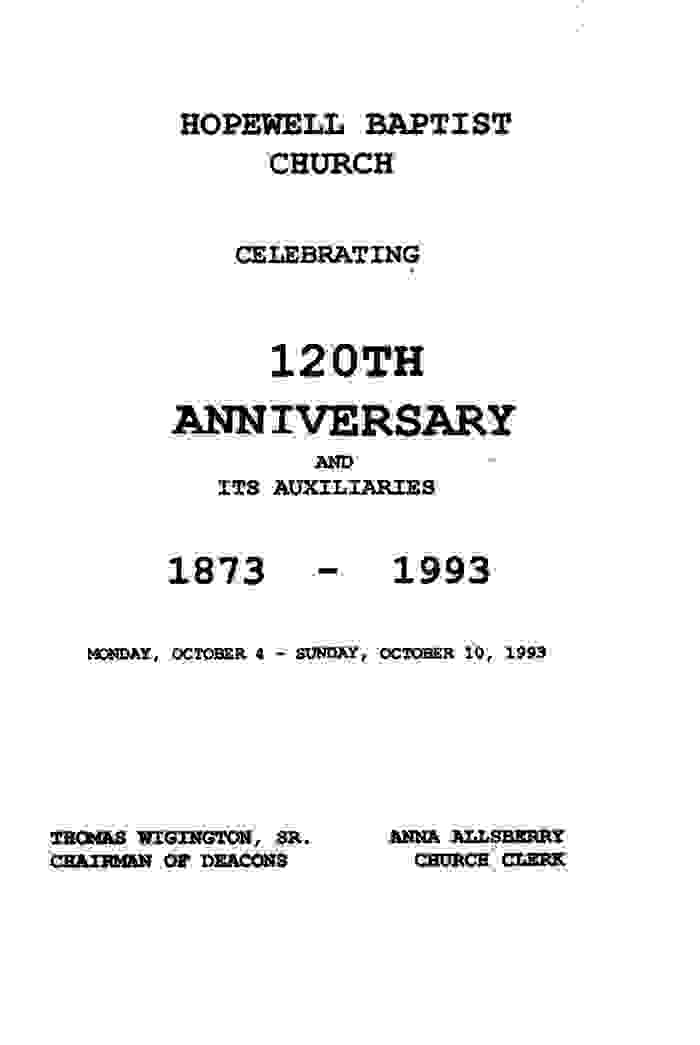 Hopewell Baptist Church 120th Anniversary Program