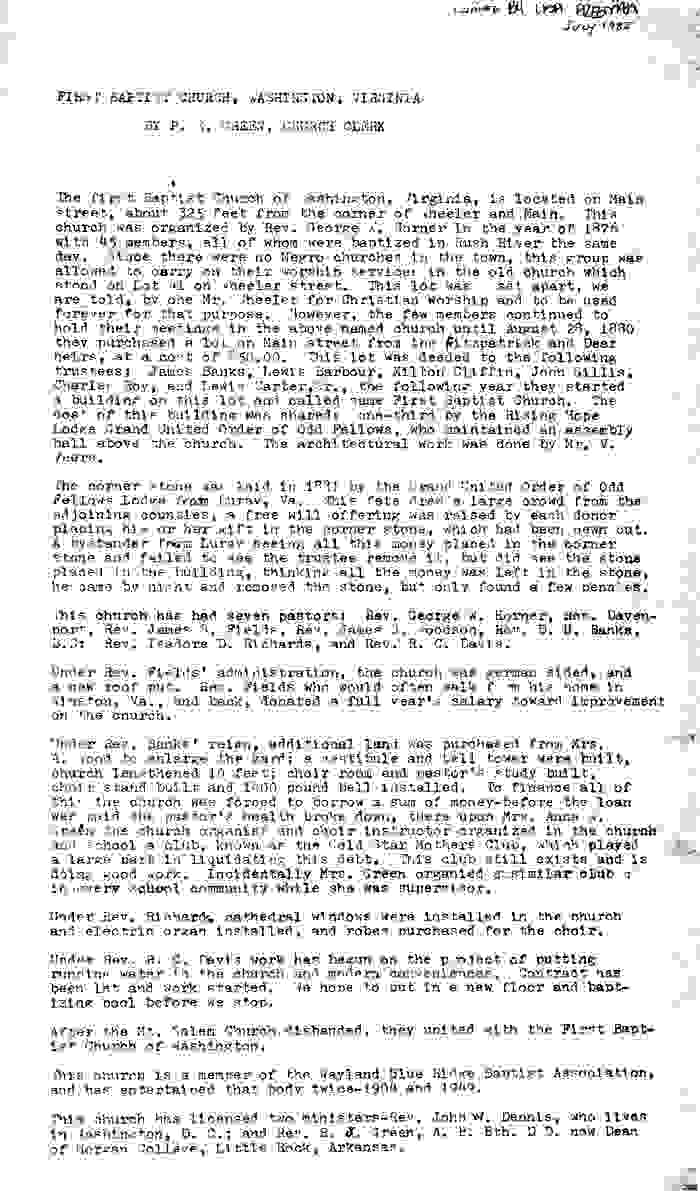 The History of First Baptist Church by P. S. Green