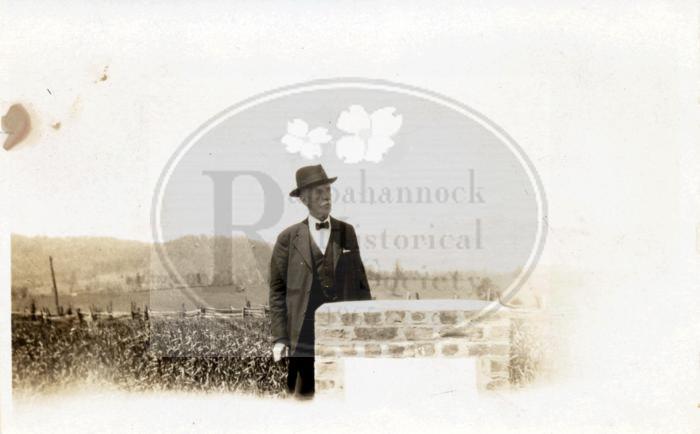 Dr. Kinsey Johns Hammond Standing by the Site of the First F.T. Valley Church
