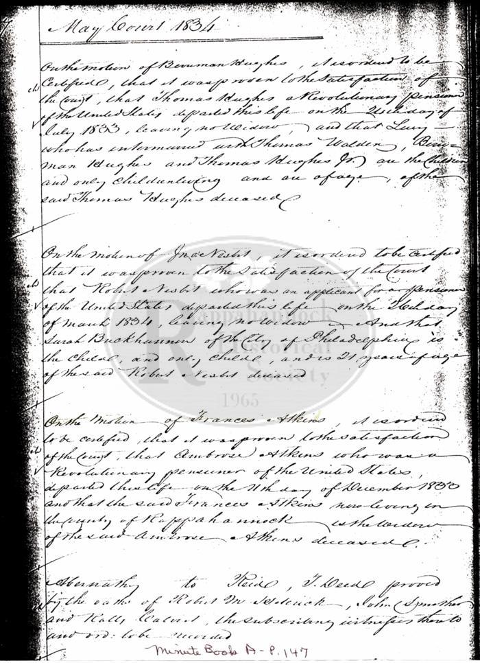 Rappahannock County Minute Book A. page 147