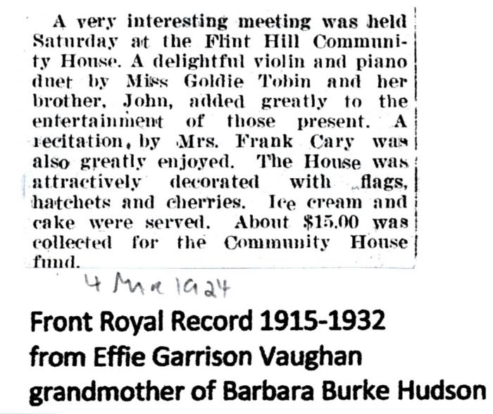 Meeting Held at Flint Hill Community House