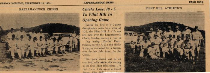 Rappahannock Chiefs Lose to Flint Hill A. C.s